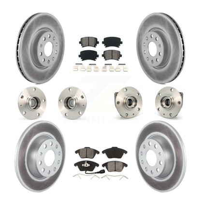 Hub Bearing Coated Disc Brake Rotor Pad Front Rear Kit (10Pc) For Volkswagen GTI