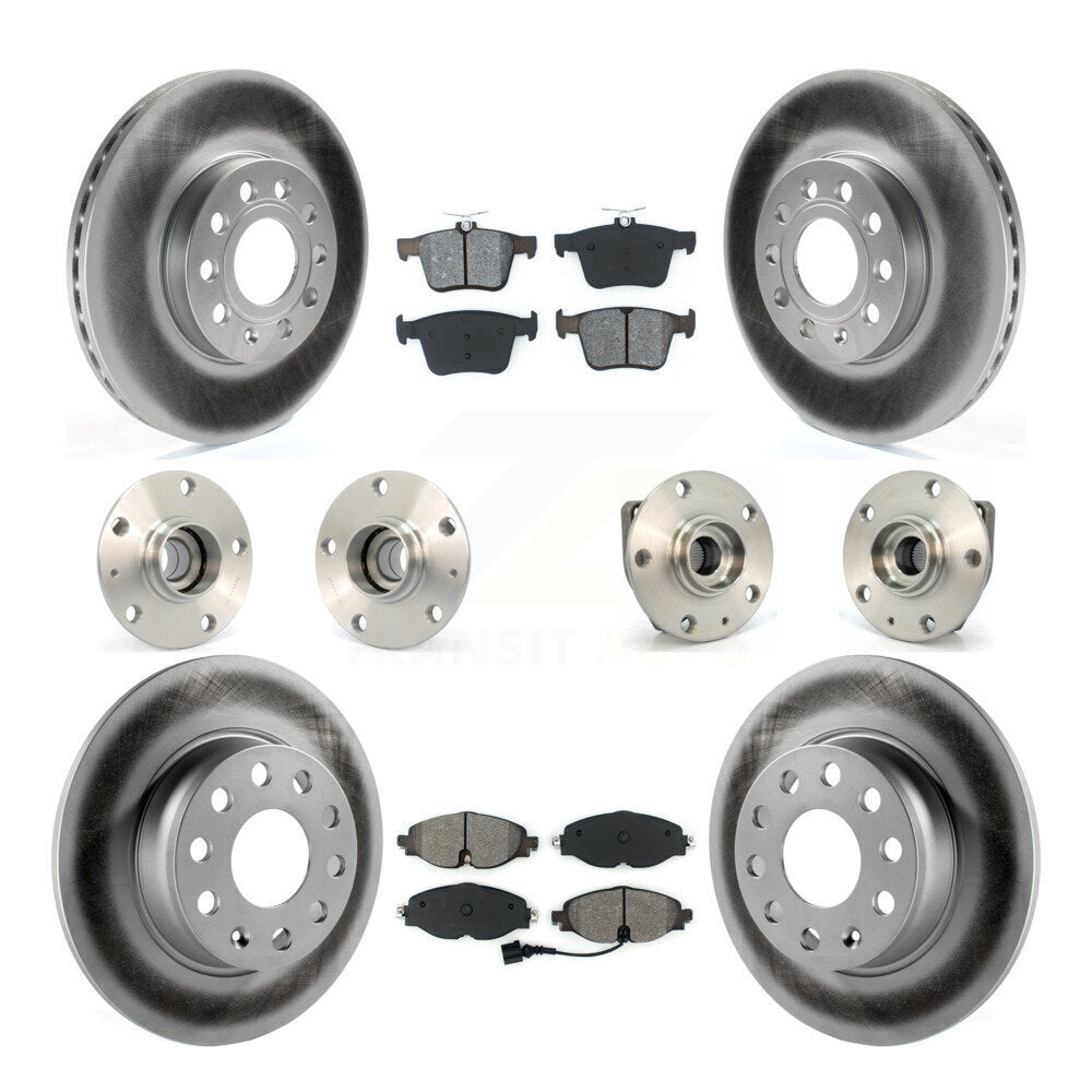 Hub Bearing Coated Brake Rotor & Pad Front Rear Kit (10Pc) For Volkswagen e-Golf