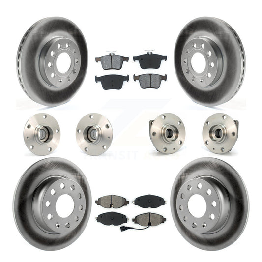 Hub Bearing Coated Brake Rotor & Pad Front Rear Kit (10Pc) For Volkswagen e-Golf