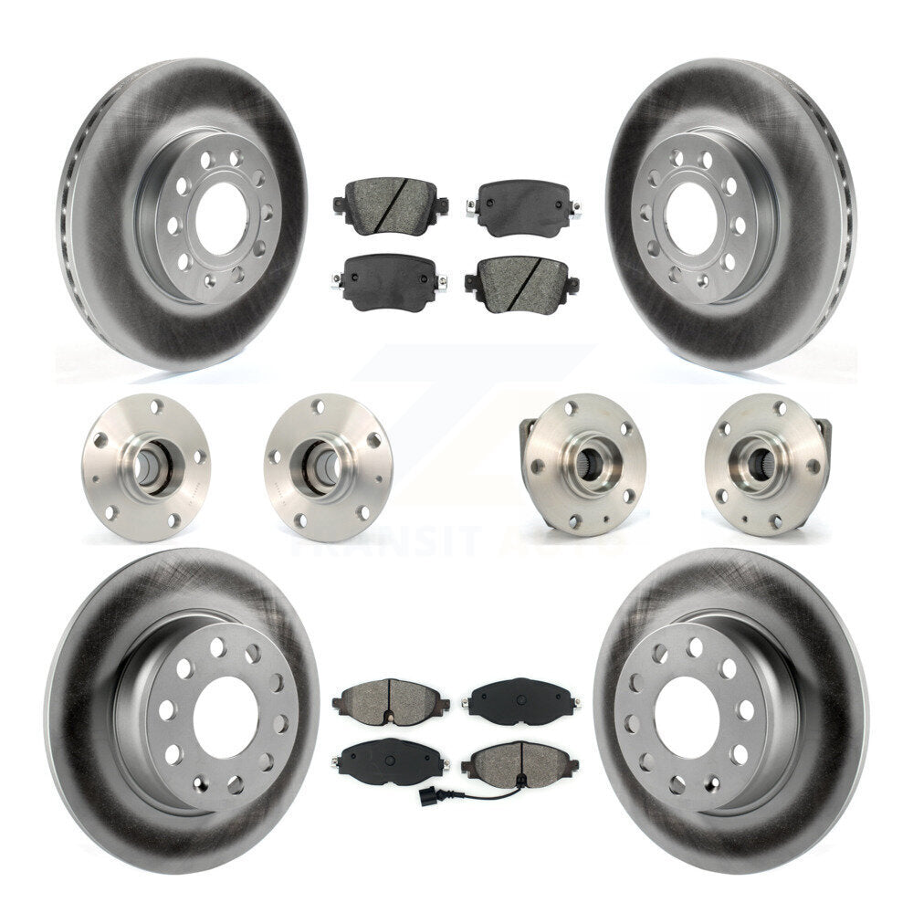 Hub Bearing Coated Brake Rotor And Pad Front Rear Kit (10Pc) For Volkswagen Golf