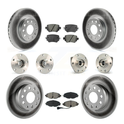 Hub Bearing Coated Brake Rotor And Pad Front Rear Kit (10Pc) For Volkswagen Golf