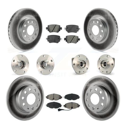 Hub Bearing Coated Brake Rotor And Pad Front Rear Kit (10Pc) For Volkswagen Golf