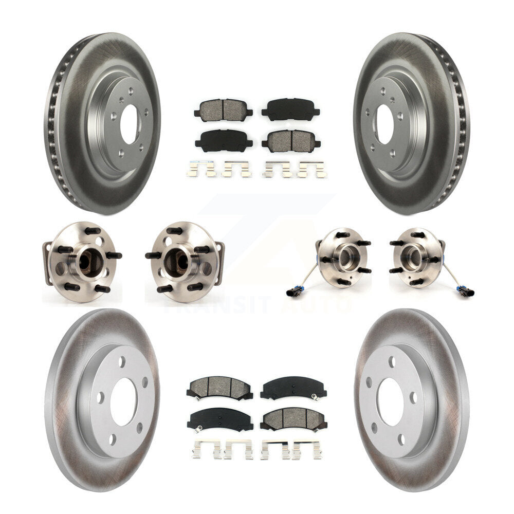 Hub Bearing Coated Brake Rotor & Pads Front Rear Kit (10Pc) For Chevrolet Impala