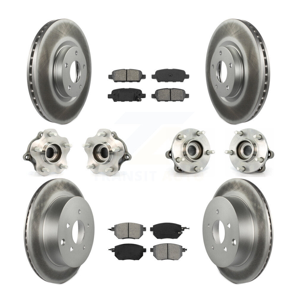 Hub Bearing Coated Brake Rotor & Pad Front Rear Kit (10Pc) For Nissan Murano AWD