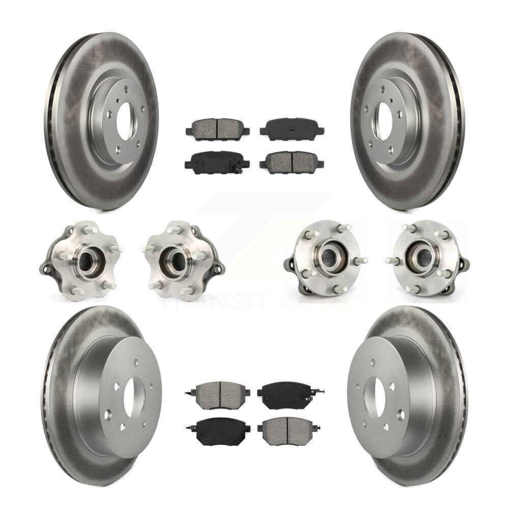 Hub Bearing Coated Brake Rotor & Pad Front Rear Kit (10Pc) For Nissan Murano AWD