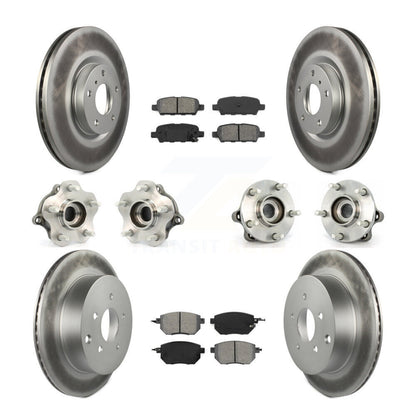 Hub Bearing Coated Brake Rotor & Pad Front Rear Kit (10Pc) For Nissan Murano AWD