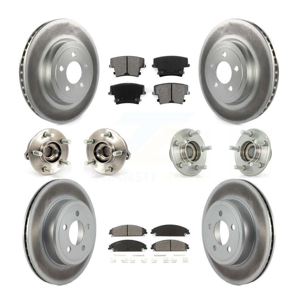 Hub Bearing Coated Brake Rotor Pads Front Rear Kit (10Pc) For Chrysler 300 Dodge