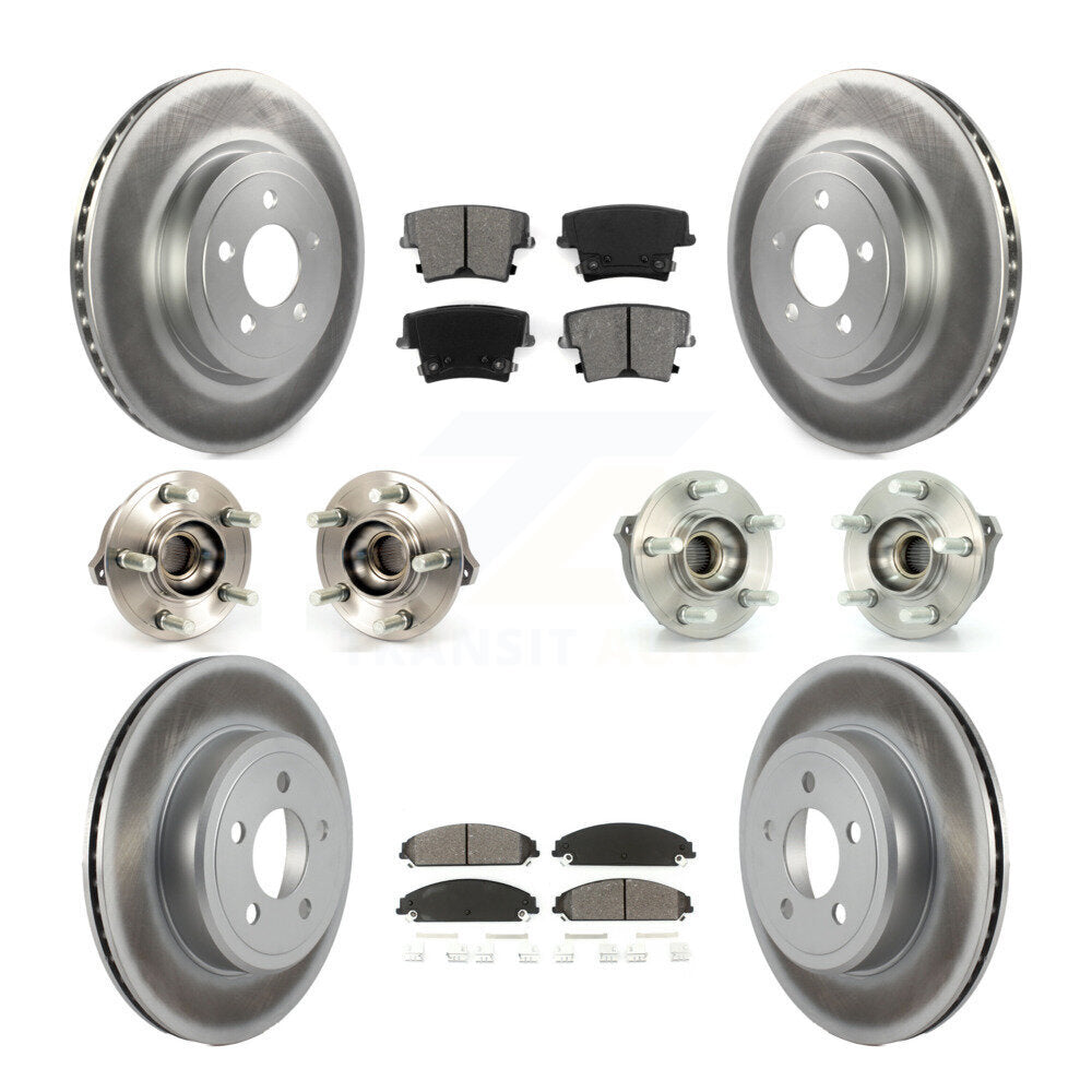 Hub Bearing Coated Brake Rotor Pads Front Rear Kit (10Pc) For Chrysler 300 Dodge