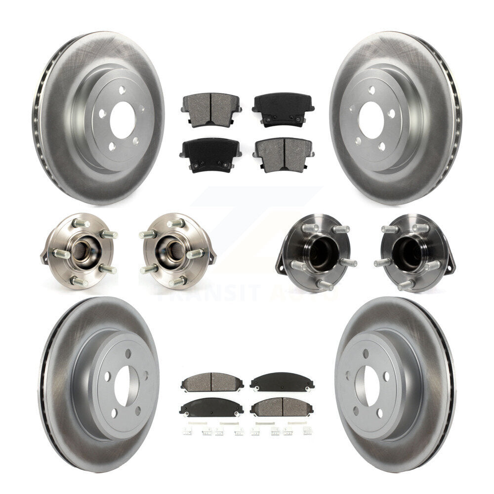 Hub Bearing Coated Brake Rotor Pads Front Rear Kit (10Pc) For Chrysler 300 Dodge
