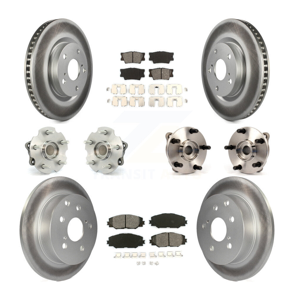 Hub Bearing Coated Disc Brake Rotor & Pads Front Rear Kit (10Pc) For Toyota RAV4