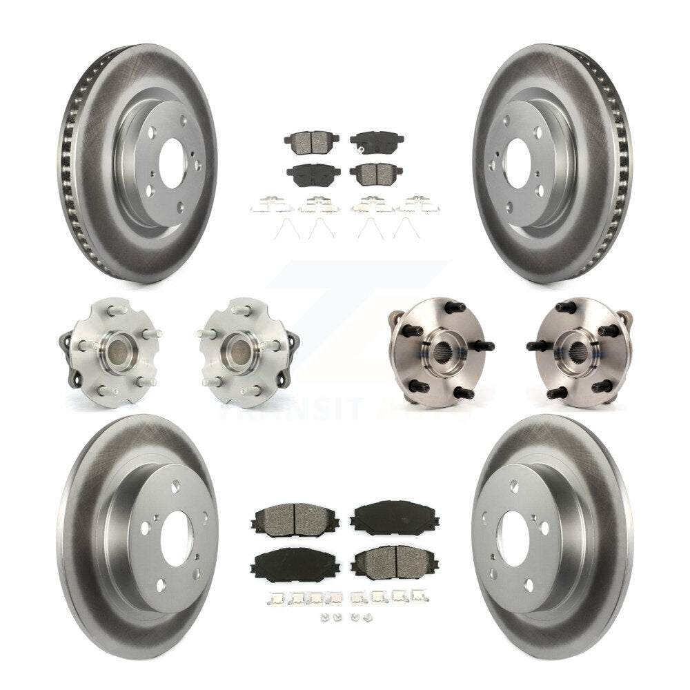 Hub Bearing Coated Disc Brake Rotors And Pads Front Rear Kit (10Pc) For Scion tC