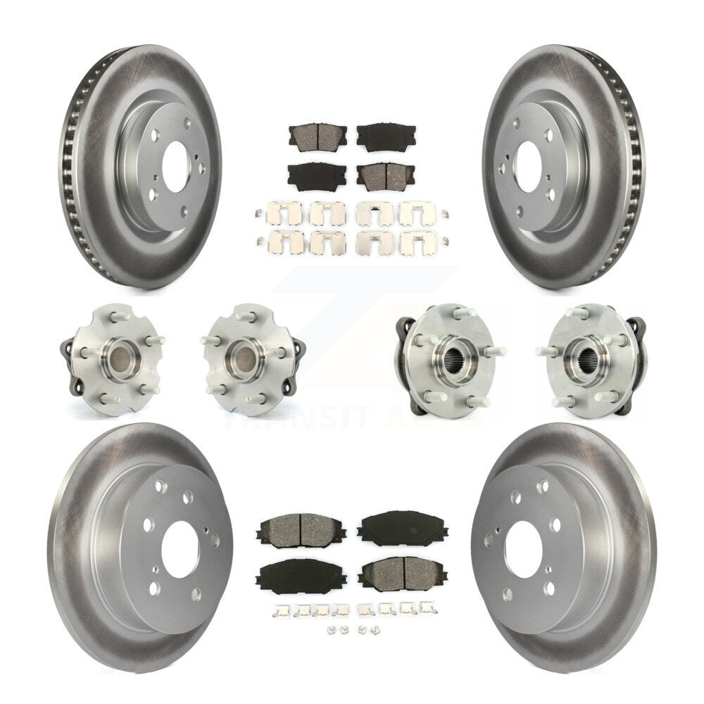 Hub Bearing Coated Disc Brake Rotor & Pads Front Rear Kit (10Pc) For Toyota RAV4