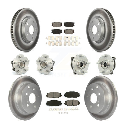 Hub Bearing Coated Disc Brake Rotor & Pads Front Rear Kit (10Pc) For Toyota RAV4