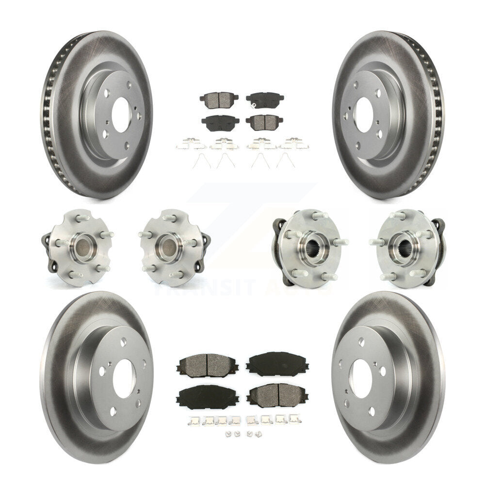 Hub Bearing Coated Disc Brake Rotors And Pads Front Rear Kit (10Pc) For Scion tC