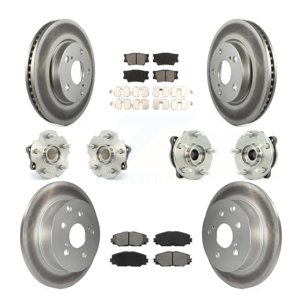 Hub Bearing Coated Disc Brake Rotor & Pads Front Rear Kit (10Pc) For Toyota RAV4