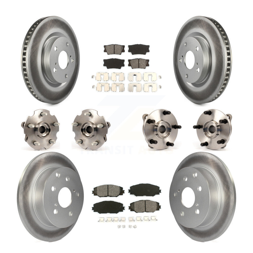 Hub Bearing Coated Disc Brake Rotor & Pads Front Rear Kit (10Pc) For Toyota RAV4