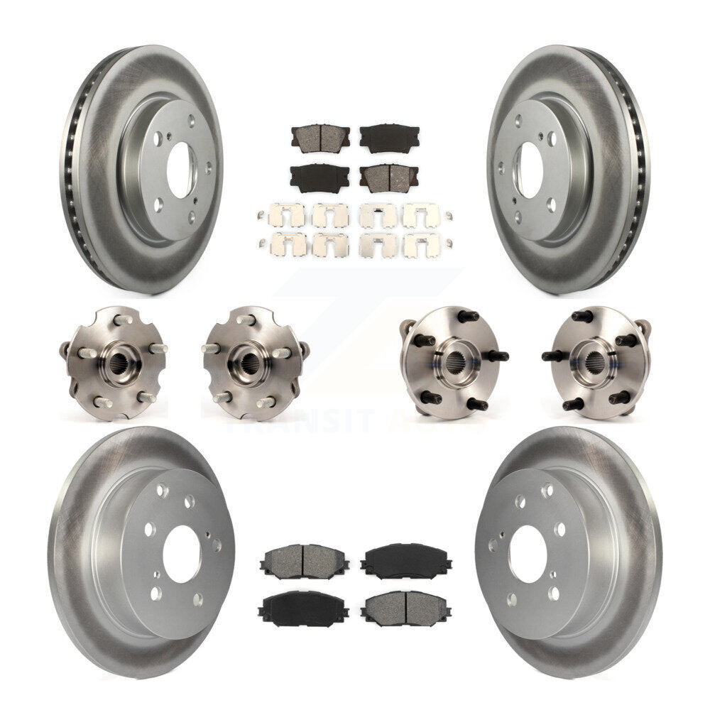 Hub Bearing Coated Disc Brake Rotor & Pads Front Rear Kit (10Pc) For Toyota RAV4