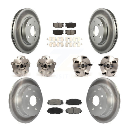 Hub Bearing Coated Disc Brake Rotor & Pads Front Rear Kit (10Pc) For Toyota RAV4