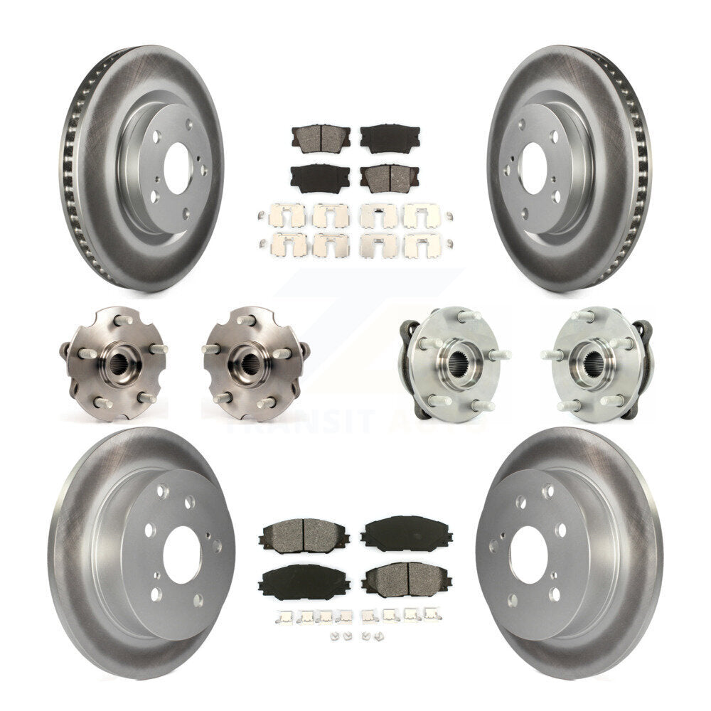Hub Bearing Coated Disc Brake Rotor & Pads Front Rear Kit (10Pc) For Toyota RAV4