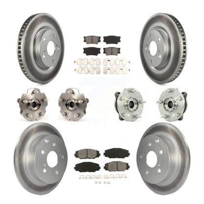 Hub Bearing Coated Disc Brake Rotor & Pads Front Rear Kit (10Pc) For Toyota RAV4