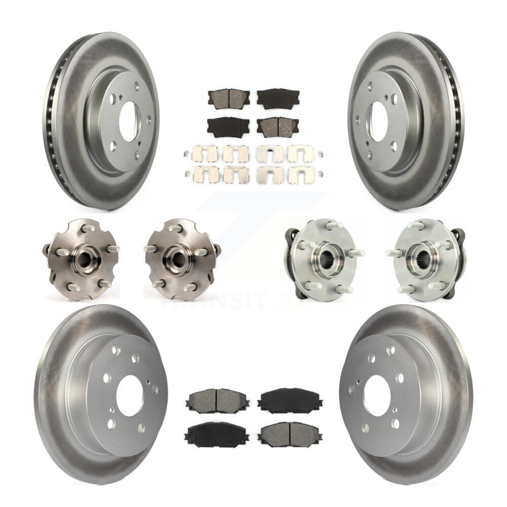 Hub Bearing Coated Disc Brake Rotor & Pads Front Rear Kit (10Pc) For Toyota RAV4