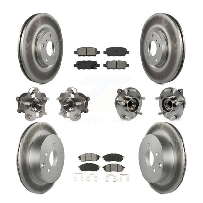 Hub Bearing Coated Brake Rotor & Pad Front Rear Kit (10Pc) For INFINITI QX70 RWD