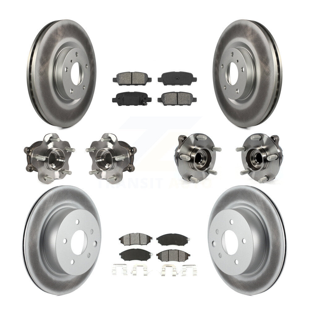 Hub Bearing Coated Brake Rotor Pads Front Rear Kit (10Pc) For INFINITI EX35 QX50