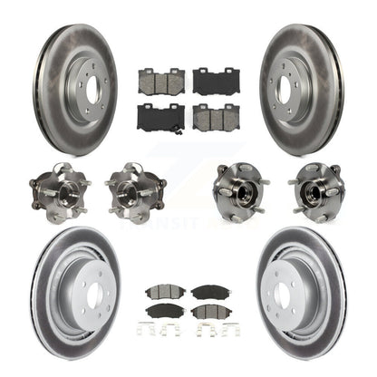 Hub Bearing Coated Disc Brake Rotor & Pads Front Rear Kit (10Pc) For Nissan 370Z