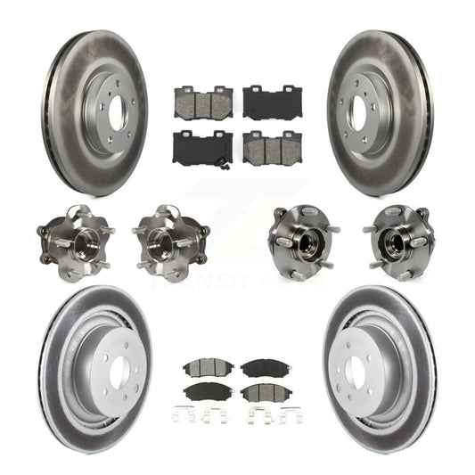 Hub Bearing Coated Disc Brake Rotor & Pads Front Rear Kit (10Pc) For Nissan 370Z