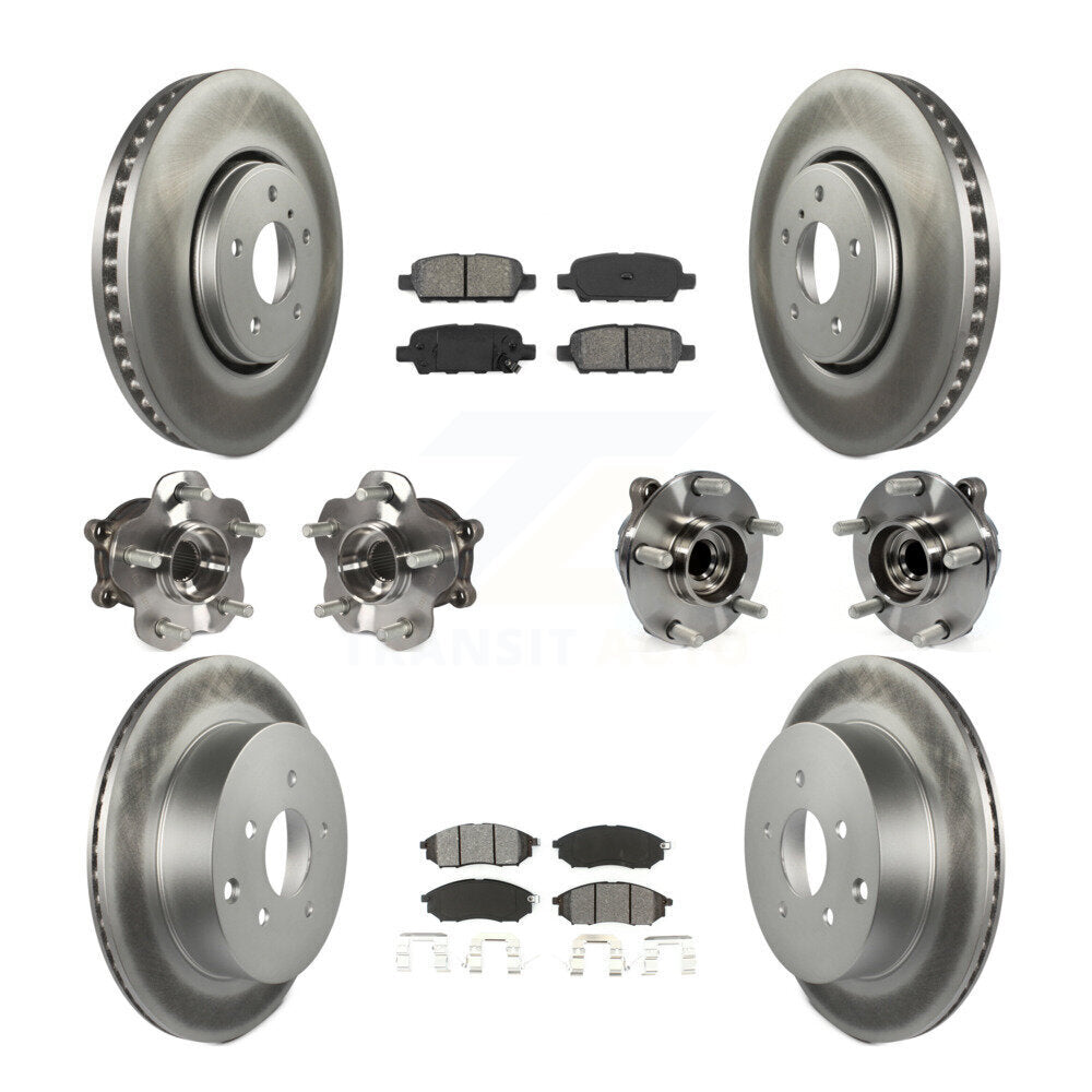 Hub Bearing Coated Brake Rotor Pads Front Rear Kit (10Pc) For INFINITI FX35 FX37