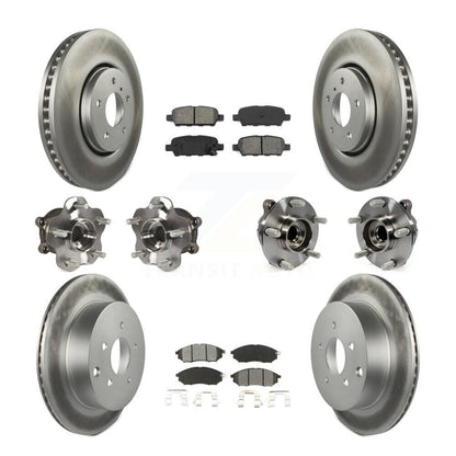Hub Bearing Coated Brake Rotor Pads Front Rear Kit (10Pc) For INFINITI FX35 FX37