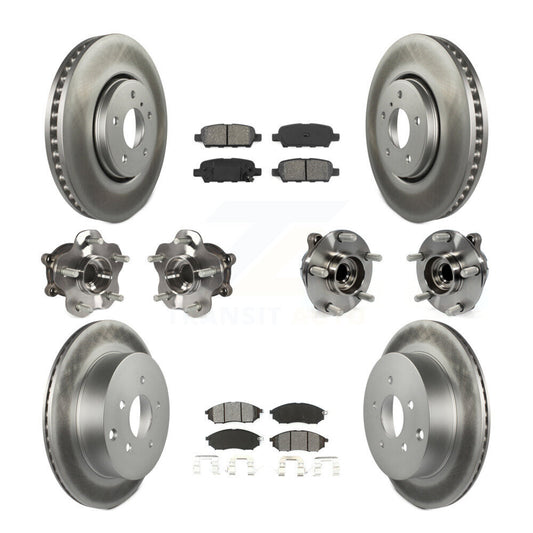 Hub Bearing Coated Brake Rotor Pads Front Rear Kit (10Pc) For INFINITI FX35 FX37