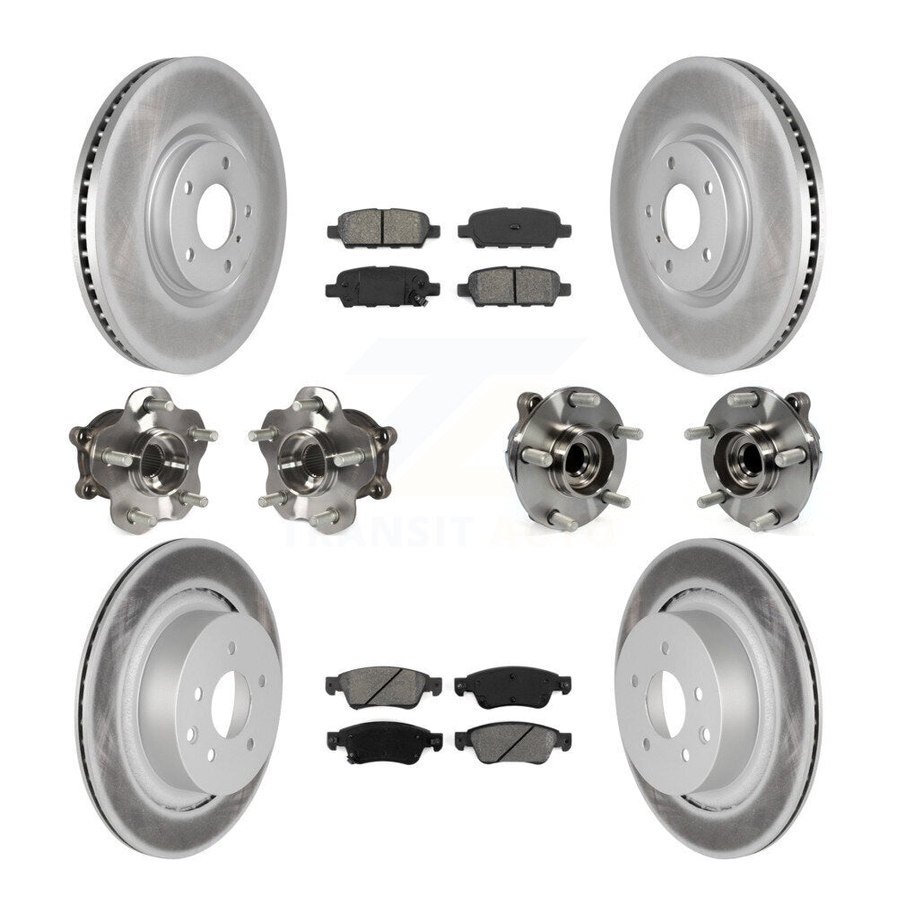 Hub Bearing Coated Brake Rotor & Pads Front Rear Kit (10Pc) For INFINITI G35 Q60