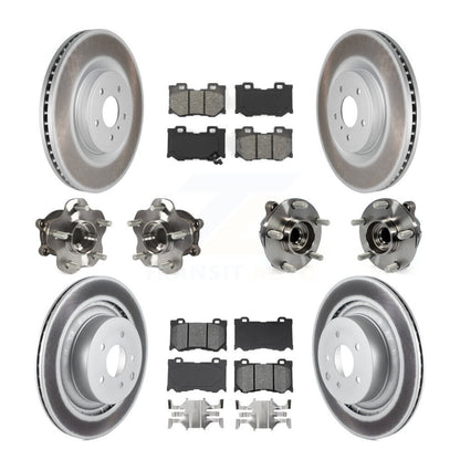 Hub Bearing Coated Brake Rotor & Pads Front Rear Kit (10Pc) For INFINITI G37 RWD