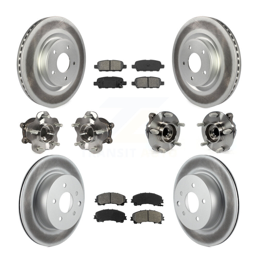 Hub Bearing Coated Brake Rotor & Pad Front Rear Kit (10Pc) For INFINITI QX50 RWD