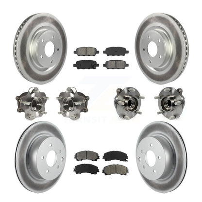 Hub Bearing Coated Brake Rotor & Pad Front Rear Kit (10Pc) For INFINITI QX50 RWD