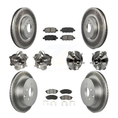 Hub Bearing Coated Brake Rotor & Pad Front Rear Kit (10Pc) For INFINITI QX70 AWD