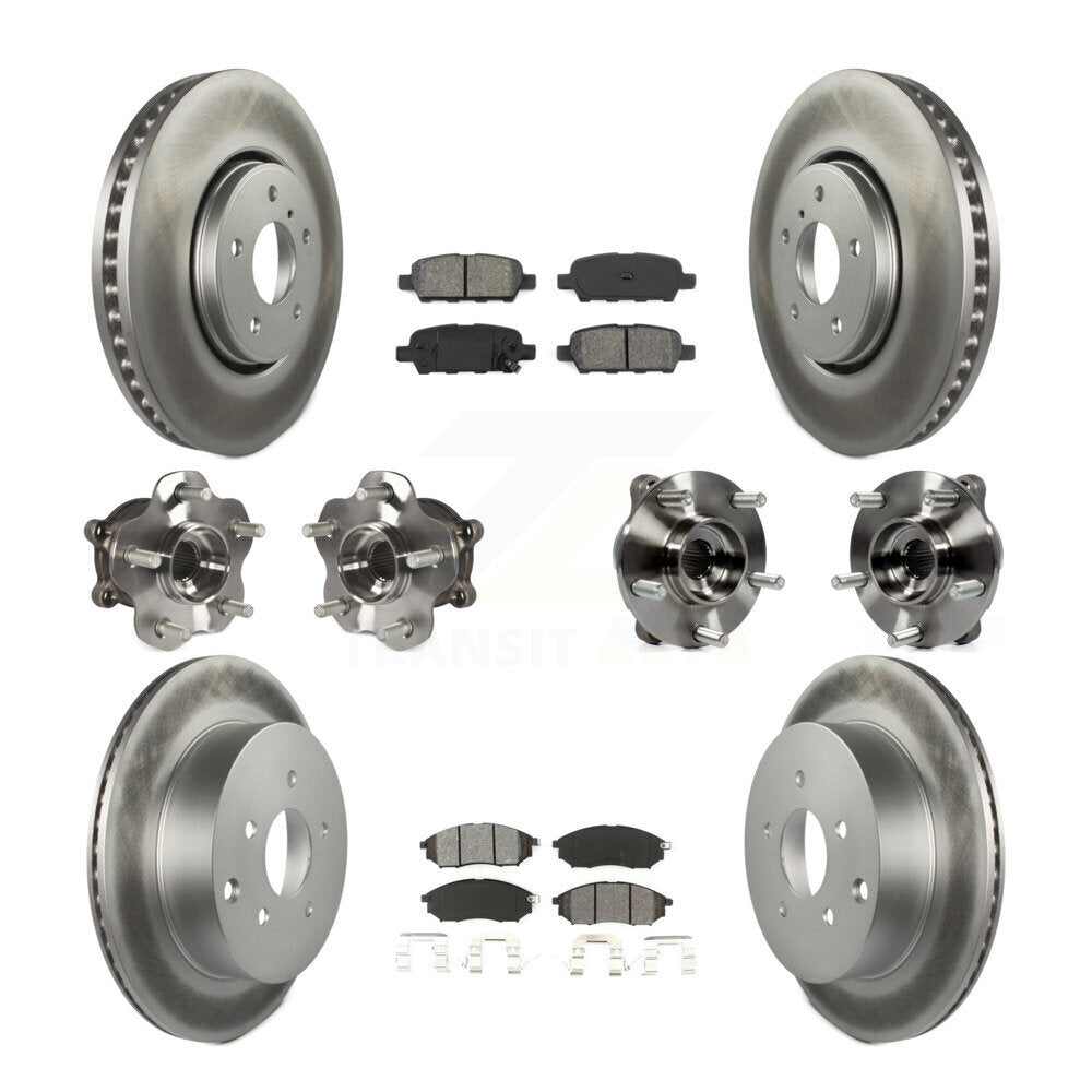 Hub Bearing Coated Brake Rotor Pads Front Rear Kit (10Pc) For INFINITI FX35 FX37