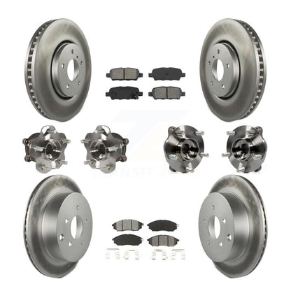 Hub Bearing Coated Brake Rotor Pads Front Rear Kit (10Pc) For INFINITI FX35 FX37