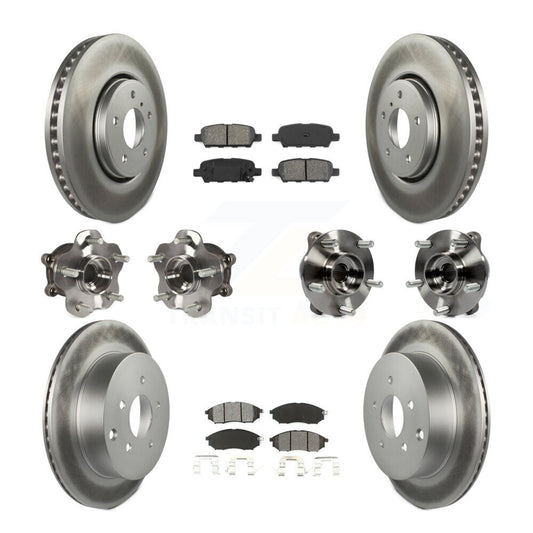 Hub Bearing Coated Brake Rotor Pads Front Rear Kit (10Pc) For INFINITI FX35 FX37