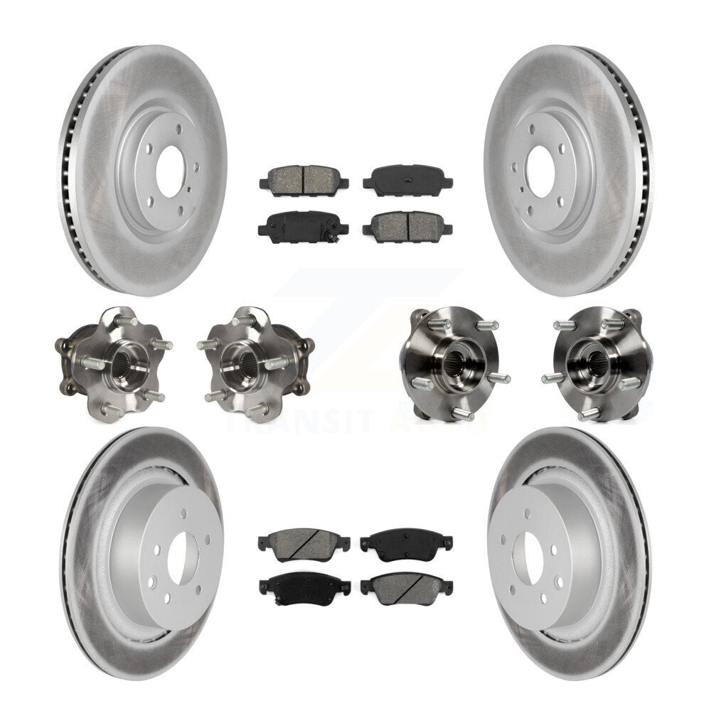 Hub Bearing Coated Brake Rotor & Pads Front Rear Kit (10Pc) For INFINITI G35 Q60