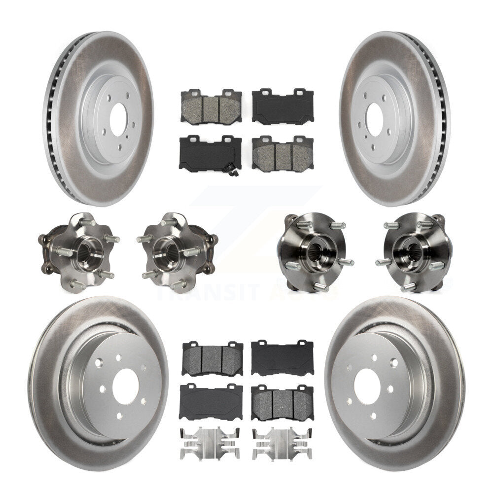 Hub Bearing Coated Disc Brake Rotor Pads Front Rear Kit (10Pc) For INFINITI FX50