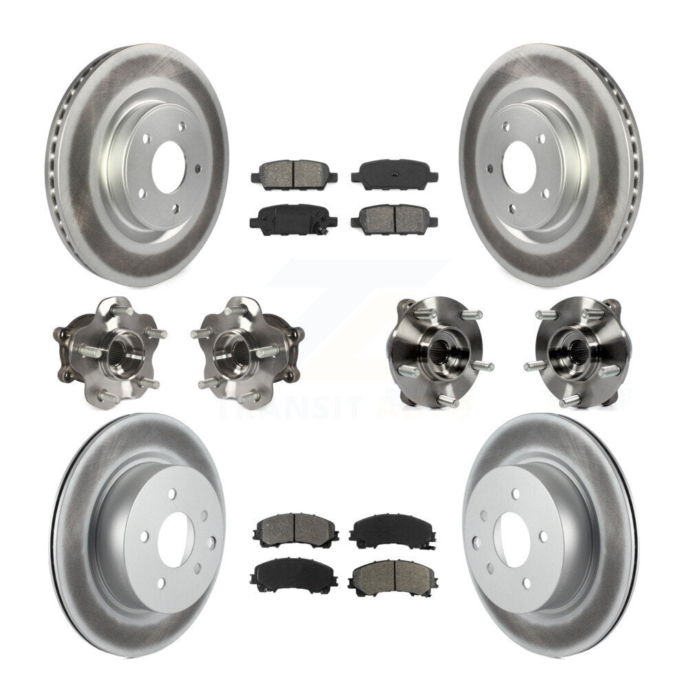 Hub Bearing Coated Brake Rotor & Pad Front Rear Kit (10Pc) For INFINITI QX50 AWD