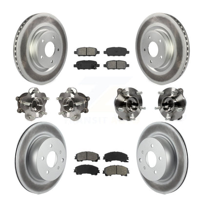 Hub Bearing Coated Brake Rotor & Pad Front Rear Kit (10Pc) For INFINITI QX50 AWD