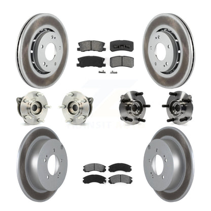 Hub Bearing Coated Brake Rotor & Pad Front Rear Kit (10Pc) For Mitsubishi Lancer