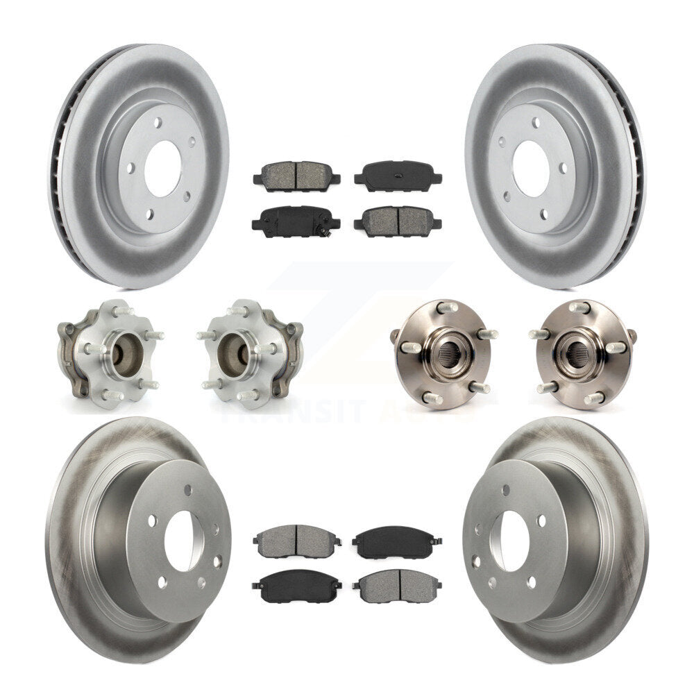 Hub Bearing Coated Disc Brake Rotor Pads Front Rear Kit (10Pc) For Nissan Sentra