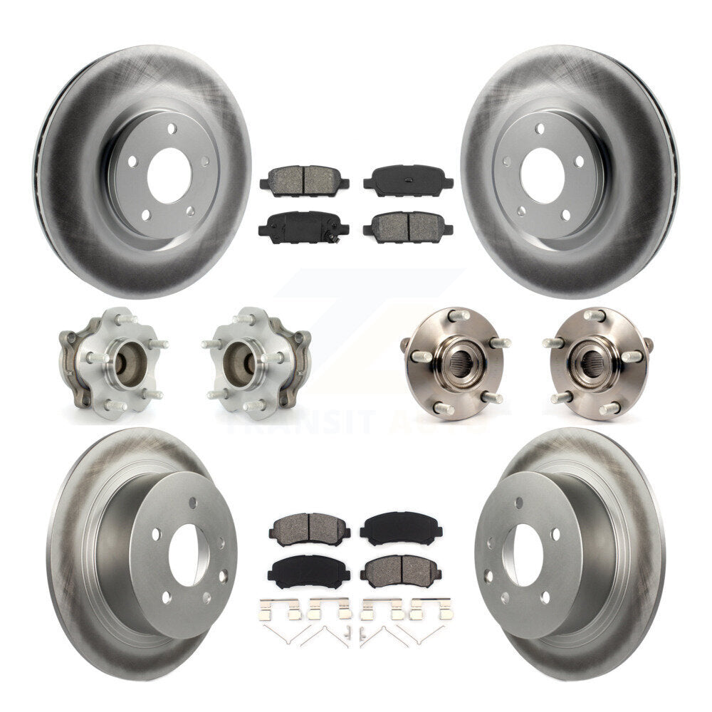 Hub Bearing Coated Disc Brake Rotor Pads Front Rear Kit (10Pc) For Nissan Sentra