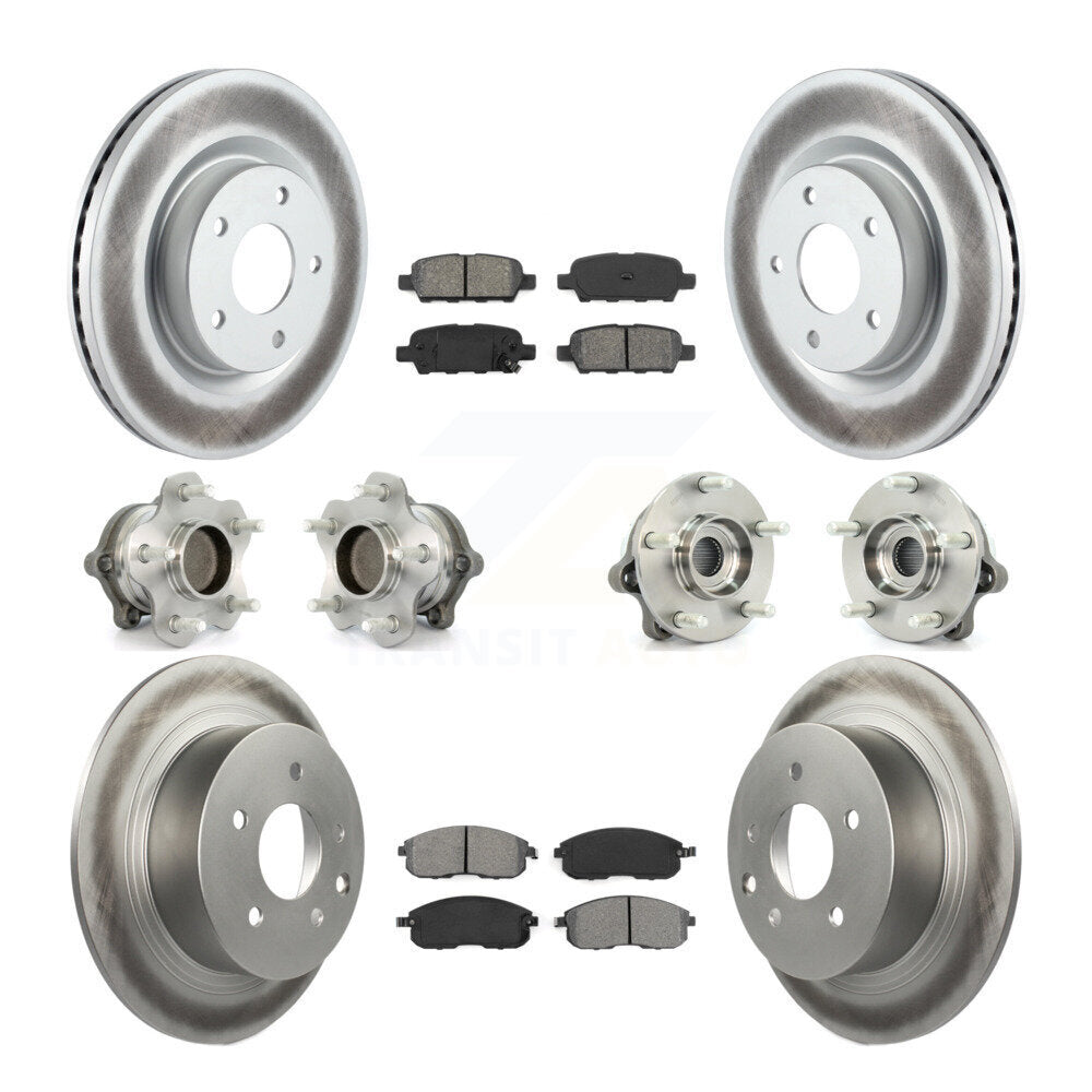 Hub Bearing Coated Disc Brake Rotor Pads Front Rear Kit (10Pc) For Nissan Altima