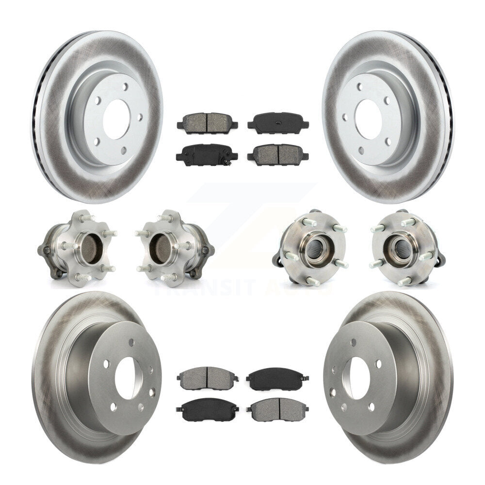 Hub Bearing Coated Disc Brake Rotor Pads Front Rear Kit (10Pc) For Nissan Altima