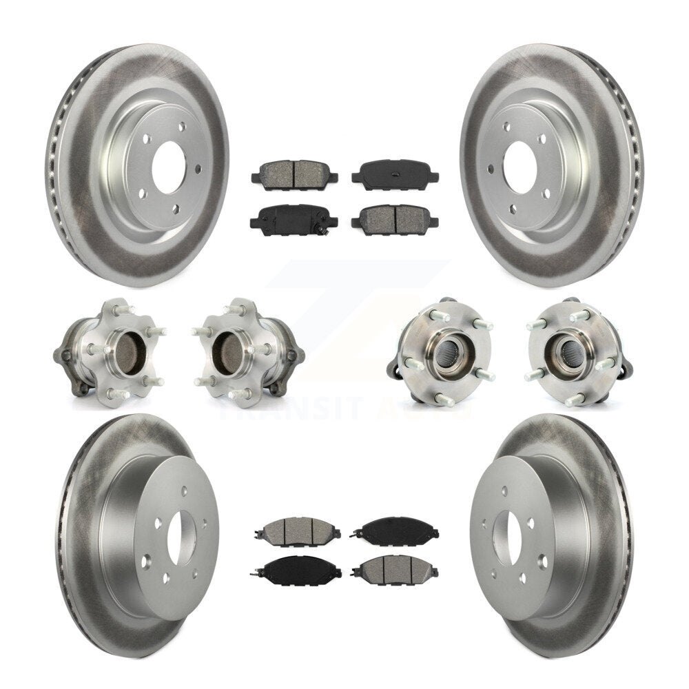 Hub Bearing Coat Brake Rotor Pad Front Rear Kit (10Pc) For Nissan Pathfinder FWD